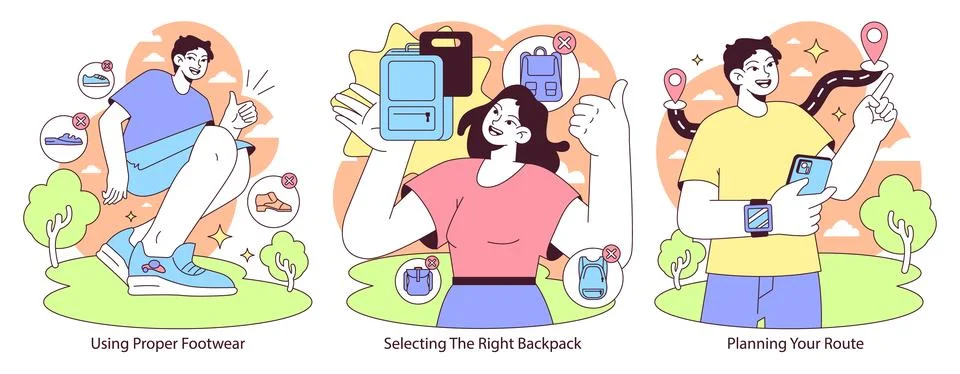 Rucking essentials set. Flat vector illustration. Stockillustratie