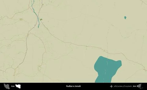Rudbar-e Jonubi, Iran. Topographic Humanitarian Stock Illustration