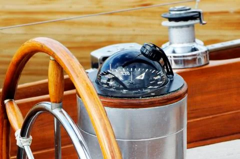 Rudder and compass Stock Photos