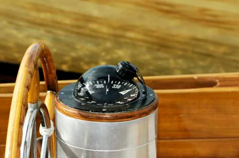 Rudder and compass Foto stock