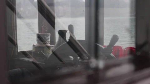Rudder in the captains cabin. Stock Footage 305369093