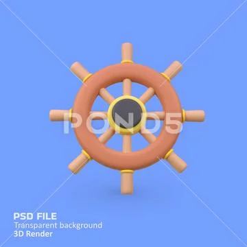 Rudder isolated 3d render icon illustration Modello PSD