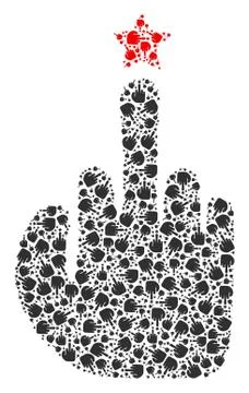 Rude Finger Gesture Vector Mosaic of Self Recursive Items Stock Illustration
