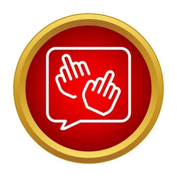 Rude gesture middle finger speech bubble icon Stock Illustration