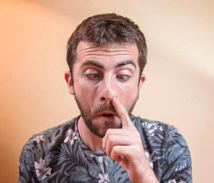 Rudely picking the nose Stock Photos