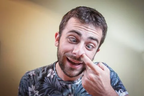 Rudely picking the nose Stock Photos