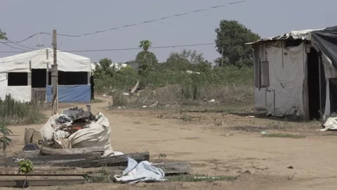 Rudimentary constructions at Alvorecer Settlement, rural area of Sorriso Stock Footage 315470902