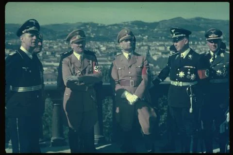 Rudolf Hess;Joachim Von Ribbentrop;Benito Mussolini;Adolf Hitler, Florence, Ital Stock Photos