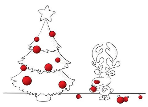 Rudolph decorates Stock Illustration