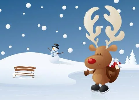 Rudolph on ice Illustrazione stock