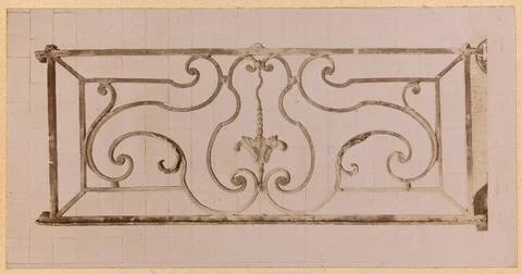 Rue d Aboukir. Grid of a balcony, rue d Aboukir, 2nd arrondissement, Paris... Stock Photos