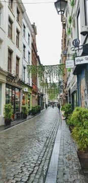 Rue de la Madeleine in Brussels, Belgium Stock Photos