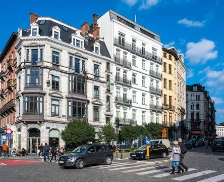  Rue Joseph Stevens, an upper class street towards Sablon, Brussels old to... Stock Photos