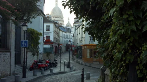 Rue Norvins Montmartre France PAris Stock Footage