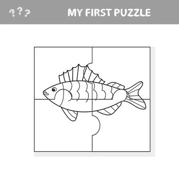 Ruff fish. Jigsaw puzzle. Vector illustration for kids Stock Illustration