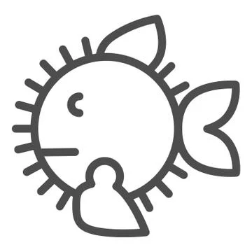 Ruff fish line icon. Sharp fish vector illustration isolated on white. Seafood Stock Illustration