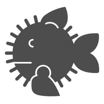 Ruff fish solid icon. Sharp fish vector illustration isolated on white. Seafood Illustrazione stock