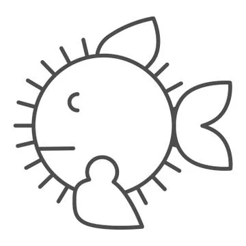 Ruff fish thin line icon. Sharp fish vector illustration isolated on white Stock Illustration