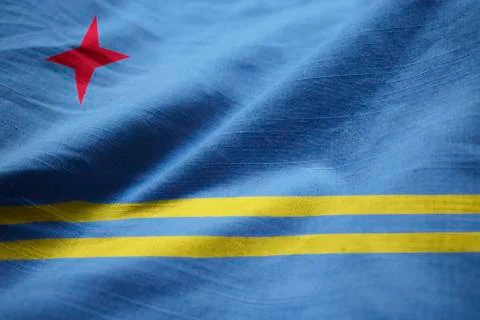 Ruffled Flag of Aruba in Wind Stock Photos