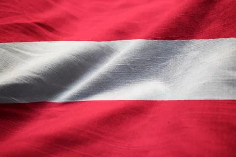 Ruffled Flag of Austria Blowing in Wind Stock Photos