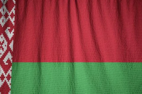 Ruffled Flag of Belarus Blowing in Wind Stock Photos