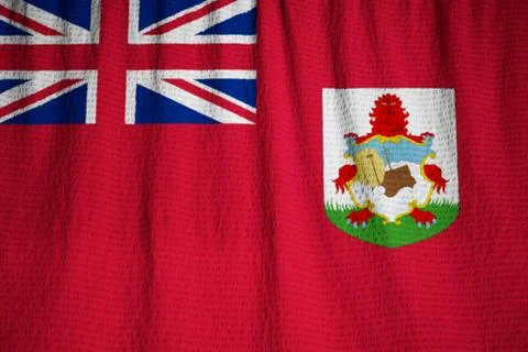 Ruffled Flag of Bermuda Blowing in Wind Stock Photos