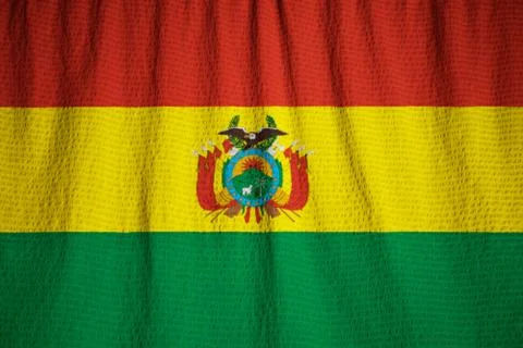 Ruffled Flag of Bolivia Blowing in Wind Stock Photos