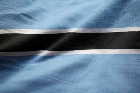 Ruffled Flag of Botswana Blowing in Wind Stock Photos