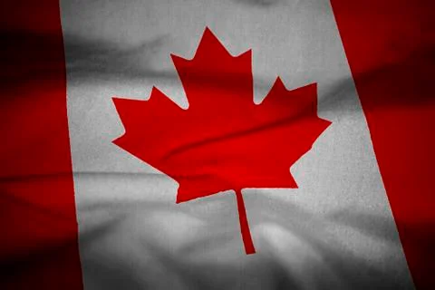 Ruffled Flag of Canada Blowing in Wind Foto stock