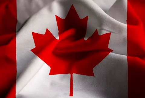 Ruffled Flag of Canada Blowing in Wind Stock-Fotos