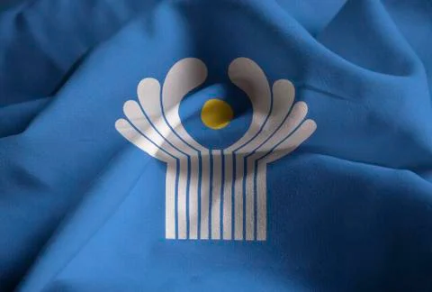 Ruffled Flag of CIS in Wind Stock Photos