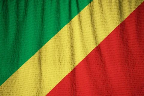 Ruffled Flag of Congo Blowing in Wind Stock Photos
