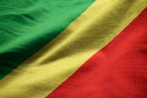 Ruffled Flag of Congo Blowing in Wind Foto stock