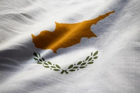 Ruffled Flag of Cyprus in Wind Foto stock