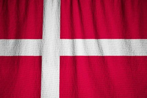 Ruffled Flag of Denmark in Wind Stock Photos