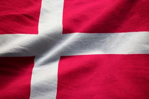 Ruffled Flag of Denmark in Wind Stock Photos