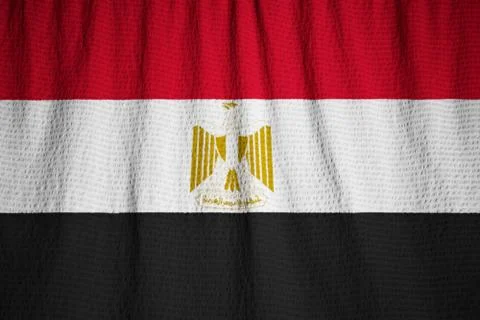 Ruffled Flag of Egypt in Wind Foto stock
