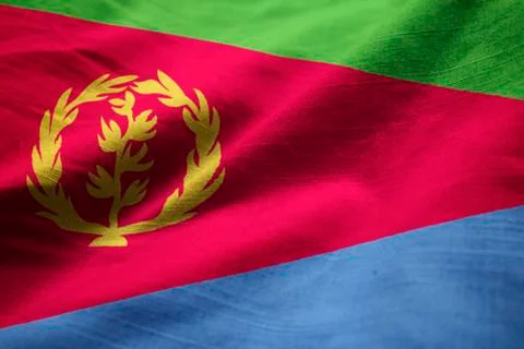 Ruffled Flag of Eritrea in Wind Foto stock