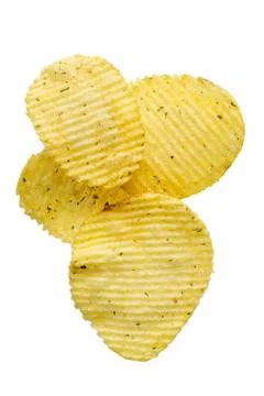 Ruffled fried potato chips Stock Photos