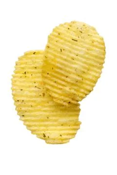 Ruffled fried potato chips Stock Photos