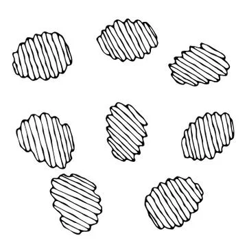 Ruffled or Corrugated Potato Chips. Beer Snack. Figure Knife Cuts of Vegetabl Illustrazione stock