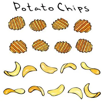 Ruffled or Corrugated Potato Chips. Beer Snack. Figure Knife Cuts of Vegetabl Stock Illustration