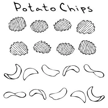 Ruffled or Corrugated Potato Chips. Beer Snack. Figure Knife Cuts of Vegetabl Stock Illustration