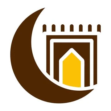 Rug icon solid brown yellow colour ramadan symbol perfect. Stock Illustration