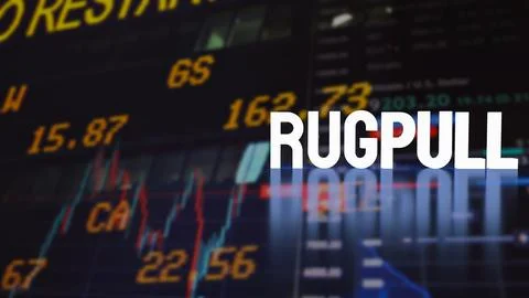 The rug pull  on business background for cryptocurrency crime concept 3d rend Stock Illustration