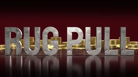 A rug pull is a type of scam where developers abandon a project and take thei Stock Illustration