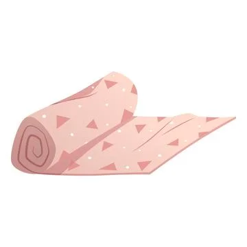 Rug roll with triangle pattern in nude beige color, vector cartoon carpet for Stock Illustration