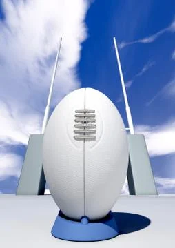 Rugby ball closeup infront of posts Stock Illustration
