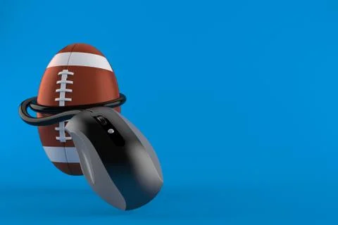 Rugby ball with computer mouse Stock Illustration