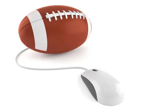 Rugby ball with computer mouse Stock Illustration